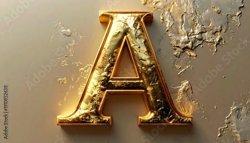Golden Letter A - A Luxurious and Textured Visual Statement.