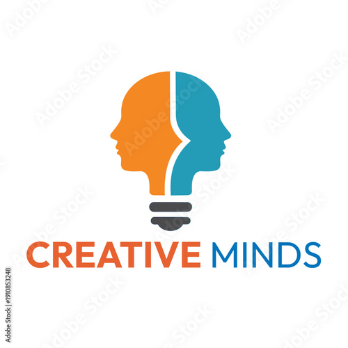 Creative Mind Innovation: Minimalist Human Profile and Lightbulb Logo for Ideas and Psychology.