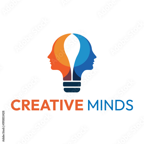 Creative Mind Innovation: Minimalist Human Profile and Lightbulb Logo for Ideas and Psychology.