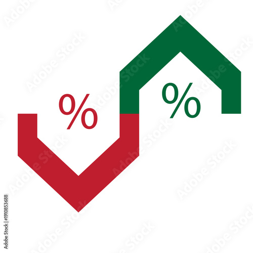 Percent arrow up and down icon. Isolated percentage increase and decrease symbols.
