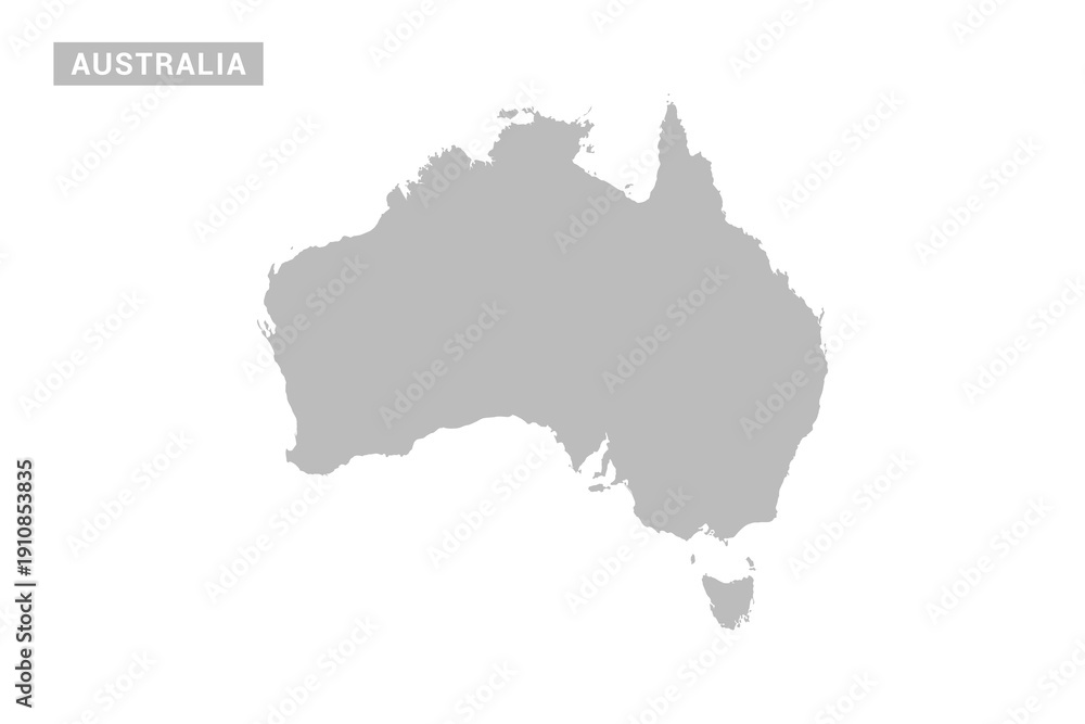 Obraz premium Australia map - Minimal Flat Vector Illustration in Black and Gray, Isolated on White Background, Ideal for Infographics, Educational Use, Reports, and Presentations.