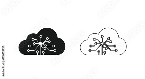 Two cloud icons representing data networks and connectivity