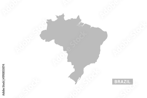 Brazil map - Minimal Flat Vector Illustration in Black and Gray, Isolated on White Background, Ideal for Infographics, Educational Use, Reports, and Presentations.