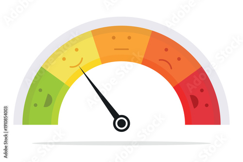 Customer satisfaction meter with different emotions.