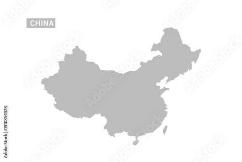 China map - Minimal Flat Vector Illustration in Black and Gray, Isolated on White Background, Ideal for Infographics, Educational Use, Reports, and Presentations.