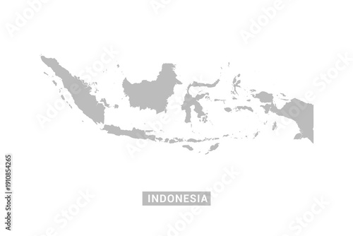 Indonesia map - Minimal Flat Vector Illustration in Black and Gray, Isolated on White Background, Ideal for Infographics, Educational Use, Reports, and Presentations.