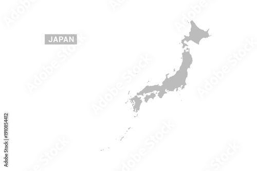 Japan map - Minimal Flat Vector Illustration in Black and Gray, Isolated on White Background, Ideal for Infographics, Educational Use, Reports, and Presentations.