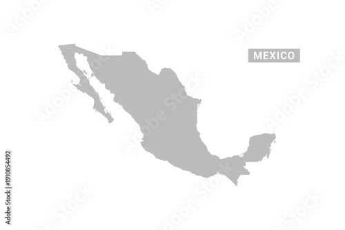 Mexico map - Minimal Flat Vector Illustration in Black and Gray, Isolated on White Background, Ideal for Infographics, Educational Use, Reports, and Presentations.