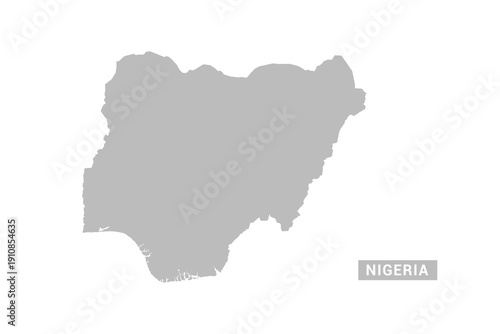 Nigeria map - Minimal Flat Vector Illustration in Black and Gray, Isolated on White Background, Ideal for Infographics, Educational Use, Reports, and Presentations.
