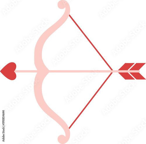A heart-shaped arrow piercing through a bow, symbolizing love and affection in a simple graphic illustration