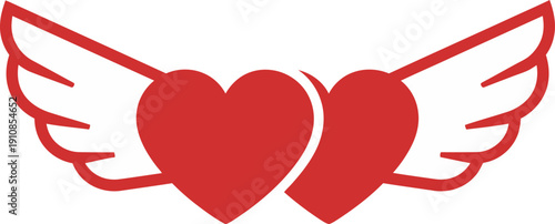 Illustration of intertwined hearts with wings symbolizing love and freedom in a simple yet powerful graphic representation