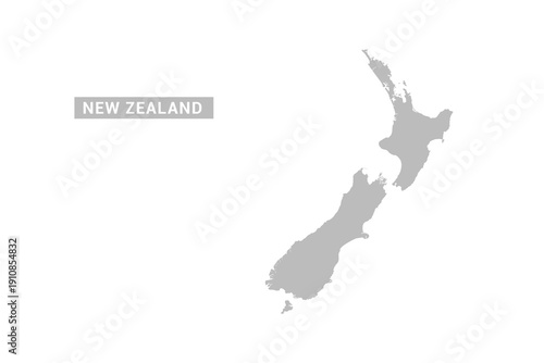 New Zealand map - Minimal Flat Vector Illustration in Black and Gray, Isolated on White Background, Ideal for Infographics, Educational Use, Reports, and Presentations.