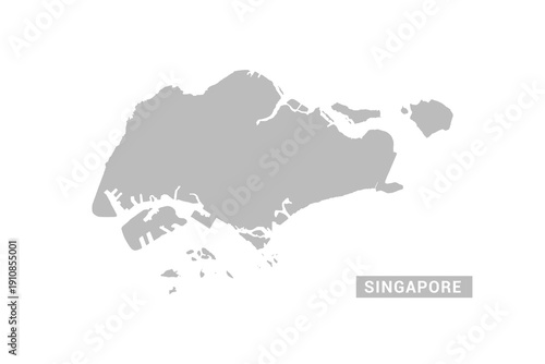 Singapore map - Minimal Flat Vector Illustration in Black and Gray, Isolated on White Background, Ideal for Infographics, Educational Use, Reports, and Presentations.