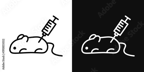 Animal testing icons set in black and white thin line stroke