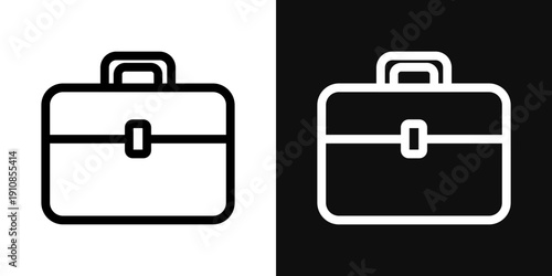 Case icons set in black and white thin line stroke