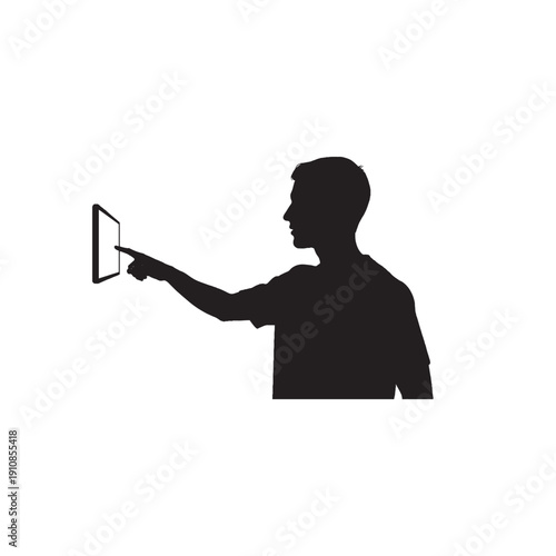 Person Using VR Headset – Virtual Reality Technology Silhouette