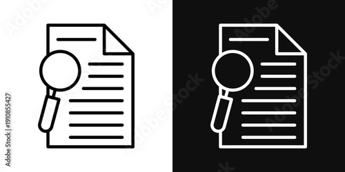 Case studies icons set in black and white thin line stroke