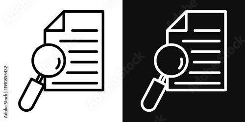 Case studies icons set in black and white thin line stroke