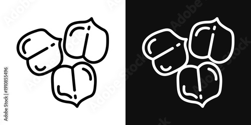 Chickpea icons set in black and white thin line stroke