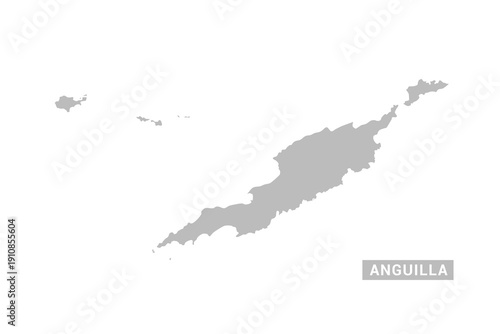 Anguilla map - Minimal Flat Vector Illustration in Black and Gray, Isolated on White Background, Ideal for Infographics, Educational Use, Reports, and Presentations.