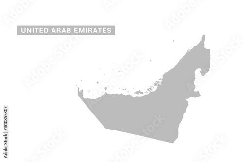 United Arab Emirates map - Minimal Flat Vector Illustration in Black and Gray, Isolated on White Background, Ideal for Infographics, Educational Use, Reports, and Presentations.