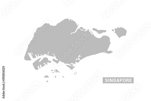 Singapore map - Minimal Flat Vector Illustration in Black and Gray, Isolated on White Background, Ideal for Infographics, Educational Use, Reports, and Presentations.