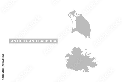 Antigua and Barbuda map - Minimal Flat Vector Illustration in Black and Gray, Isolated on White Background, Ideal for Infographics, Educational Use, Reports, and Presentations.