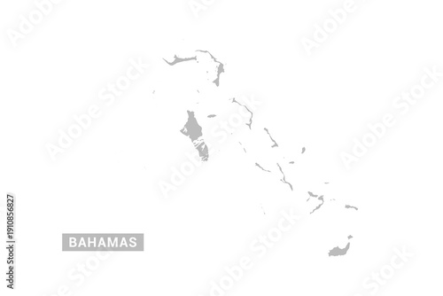 Bahamas map - Minimal Flat Vector Illustration in Black and Gray, Isolated on White Background, Ideal for Infographics, Educational Use, Reports, and Presentations.