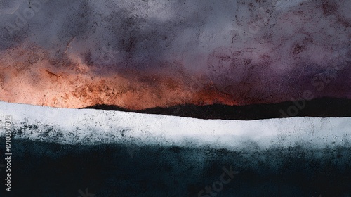 Dramatic Sky and Landscape: A mesmerizing panorama where a moody sky dances with an abstract landscape, capturing a moment of serenity and natural power. 