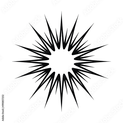 A striking black starburst design with sharp radiating points