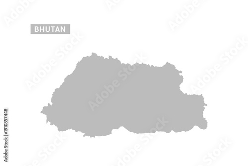 Bhutan map - Minimal Flat Vector Illustration in Black and Gray, Isolated on White Background, Ideal for Infographics, Educational Use, Reports, and Presentations.