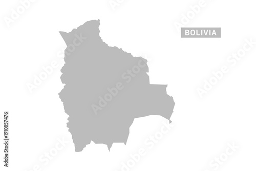 Bolivia map - Minimal Flat Vector Illustration in Black and Gray, Isolated on White Background, Ideal for Infographics, Educational Use, Reports, and Presentations.