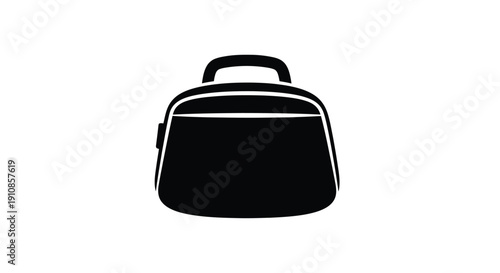 Simple black silhouette of a travel bag with a handle