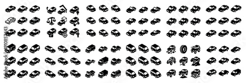 Isometric vehicle icons collection