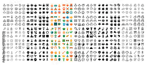 Diverse tea and coffee icon set