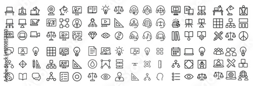 Business and office line icons collection