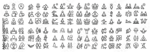 Minimalist meditation and relaxation icons