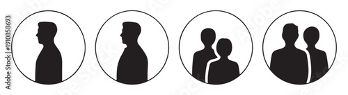 Abstract people icons in circles, simple and clean design representing diverse groups and individuals