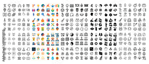 Diverse icons of society and culture