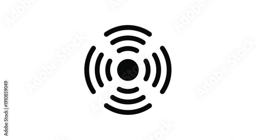 Simple black icon depicting wireless signal waves emanating from a central point