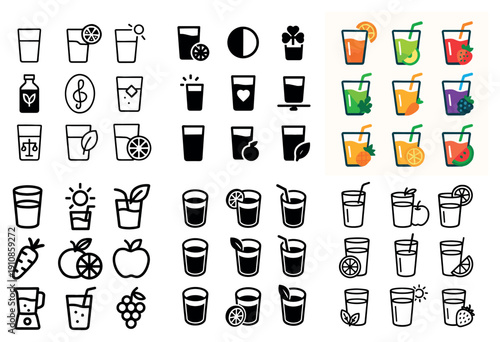 Variety of juice and beverage icons