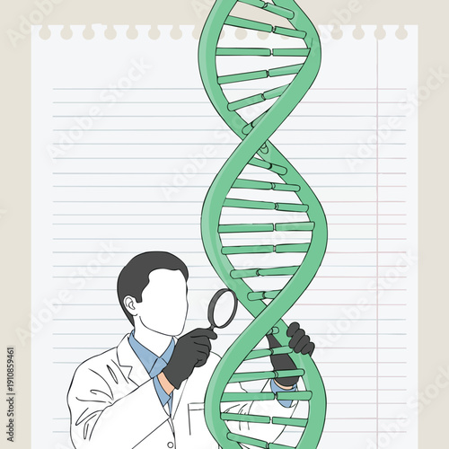 Scientist Examining DNA Helix. Genetics Research. Laboratory.