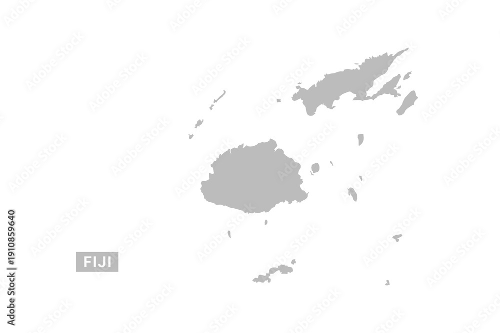 Fototapeta premium Fiji map - Minimal Flat Vector Illustration in Black and Gray, Isolated on White Background, Ideal for Infographics, Educational Use, Reports, and Presentations.