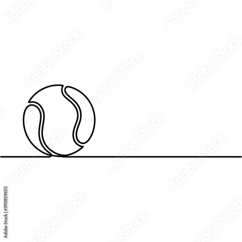 Minimalist line drawing of a baseball on a horizontal plane