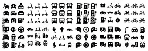 Urban mobility icons set