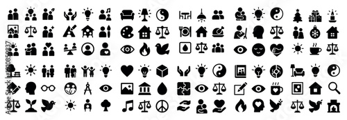 Diverse black icon collection set