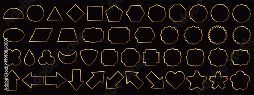 高級感のある図形のメタルフレームセット　ゴールド