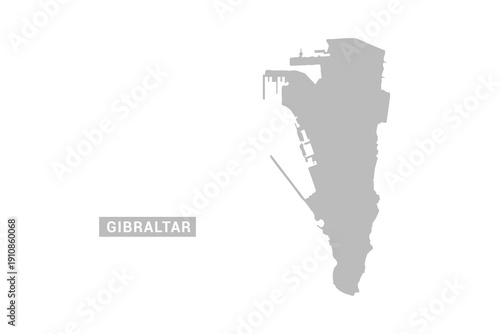 Gibraltar map - Minimal Flat Vector Illustration in Black and Gray, Isolated on White Background, Ideal for Infographics, Educational Use, Reports, and Presentations.