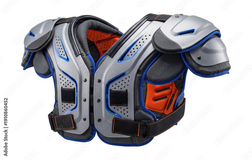 Naklejka premium Shock-absorbing football shoulder pads with ventilation channels