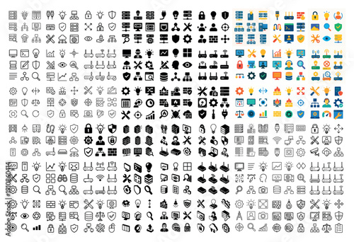 Diverse business and tech icons collection